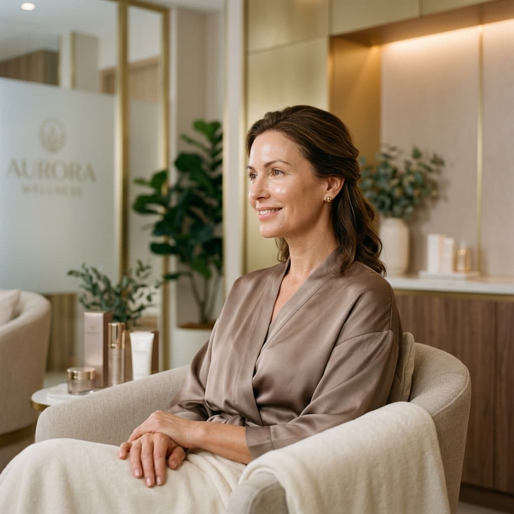 Mulher relaxando em clínica de estética